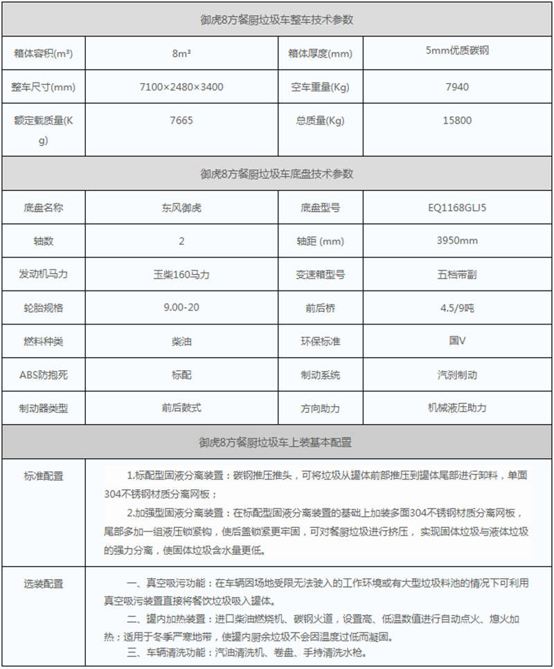 餐廚垃圾車(chē)參數(shù)